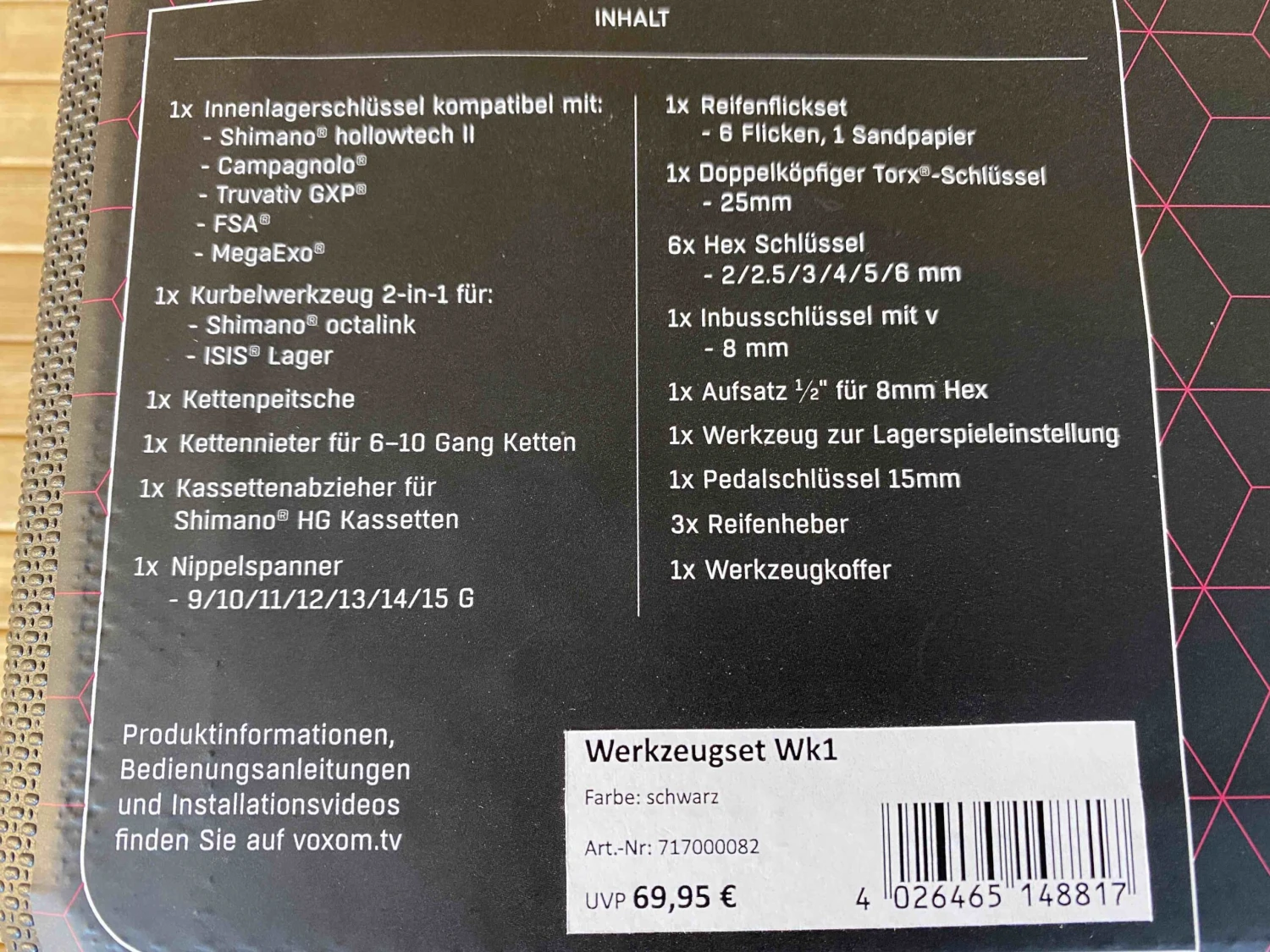 Voxom Fahrrad Werkzeugkoffer WK1 22-teilig 6 Voxom Fahrrad Werkzeugkoffer WK1 22-teilig – Bild 4